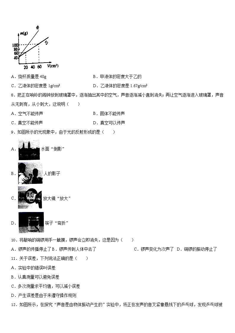 吉林省长春吉大附中力旺实验中学2023-2024学年八上物理期末经典试题含答案第3页