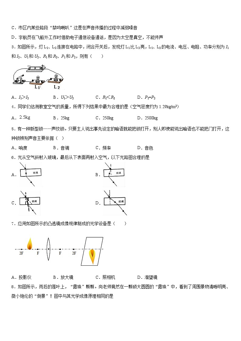 四川成都市武侯区西蜀实验学校2023-2024学年八年级物理第一学期期末质量跟踪监视试题含答案02