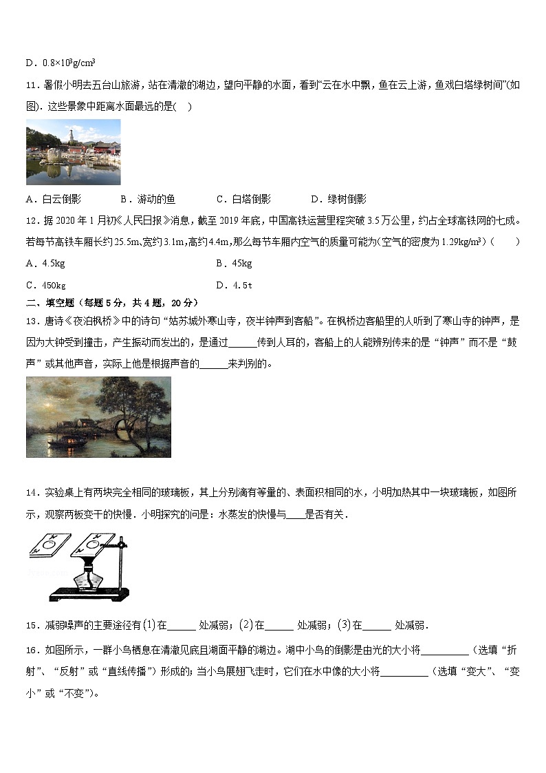 吉林省长春市东北师范大附属中学2023-2024学年物理八年级第一学期期末检测试题含答案第3页