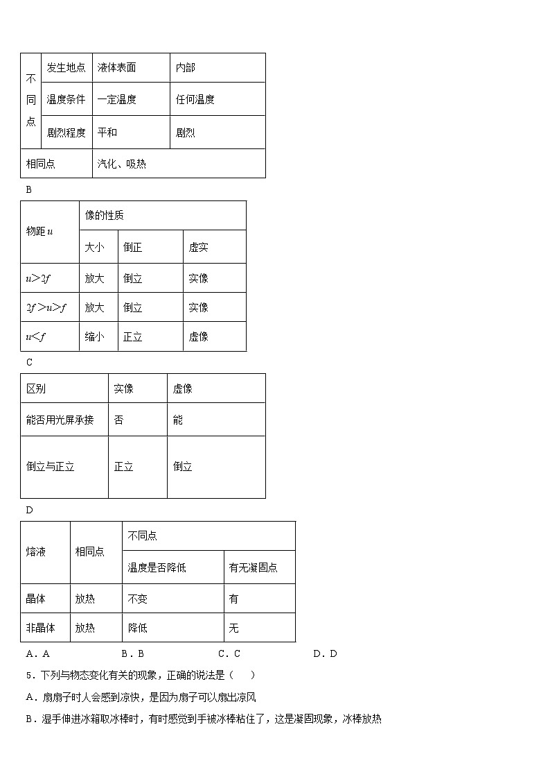 四川广安友谊中学2023-2024学年八上物理期末达标检测试题含答案第2页