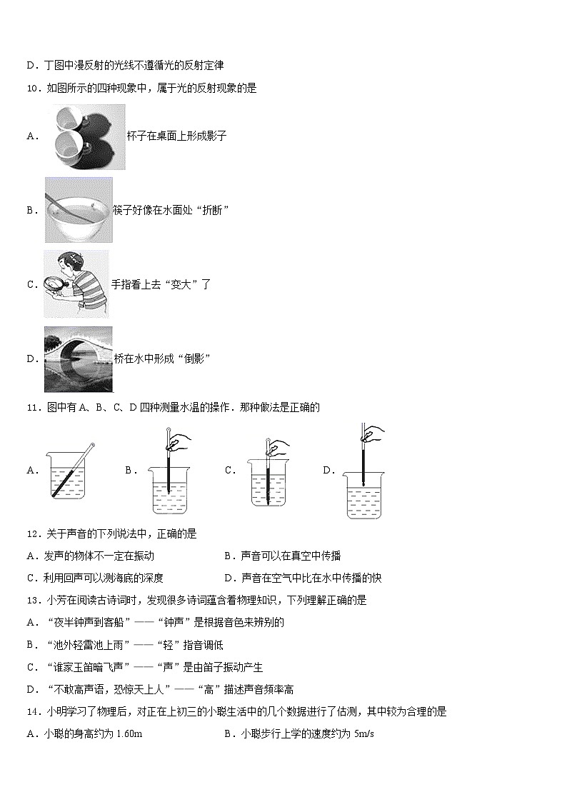 四川省成都七中育才学校2023-2024学年物理八上期末复习检测试题含答案第3页