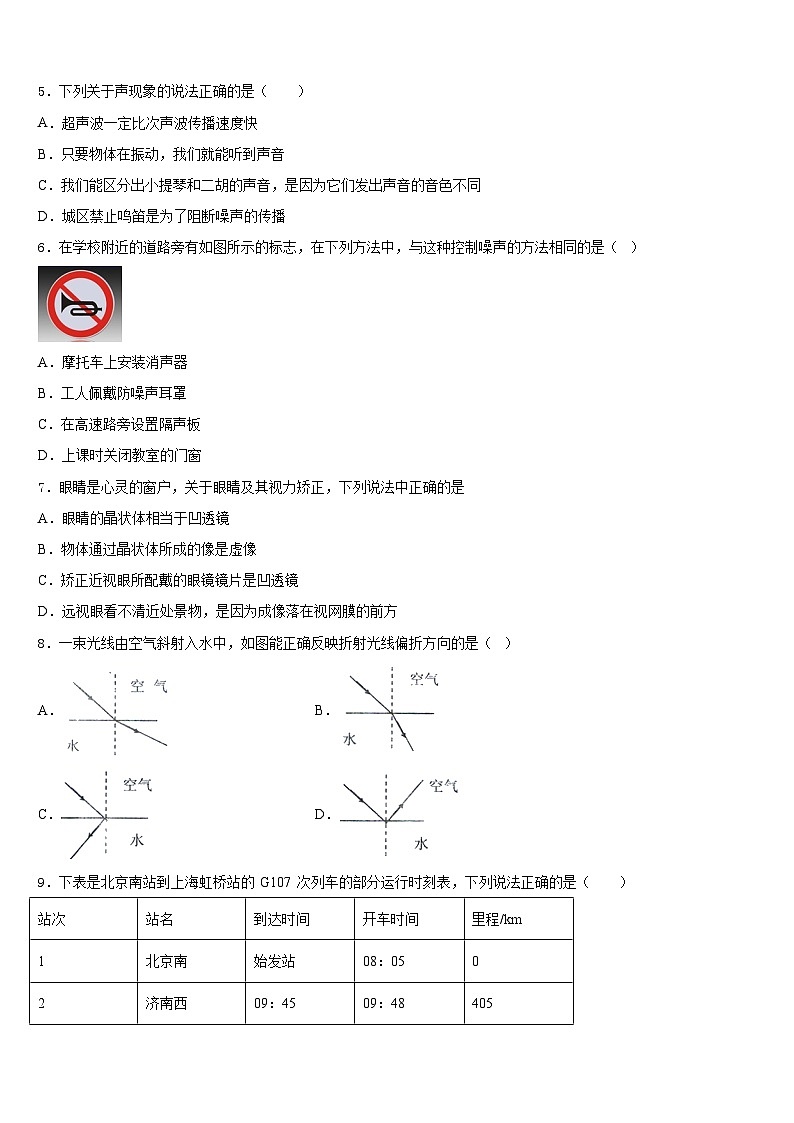 四川省成都市彭州市2023-2024学年八上物理期末经典模拟试题含答案第2页