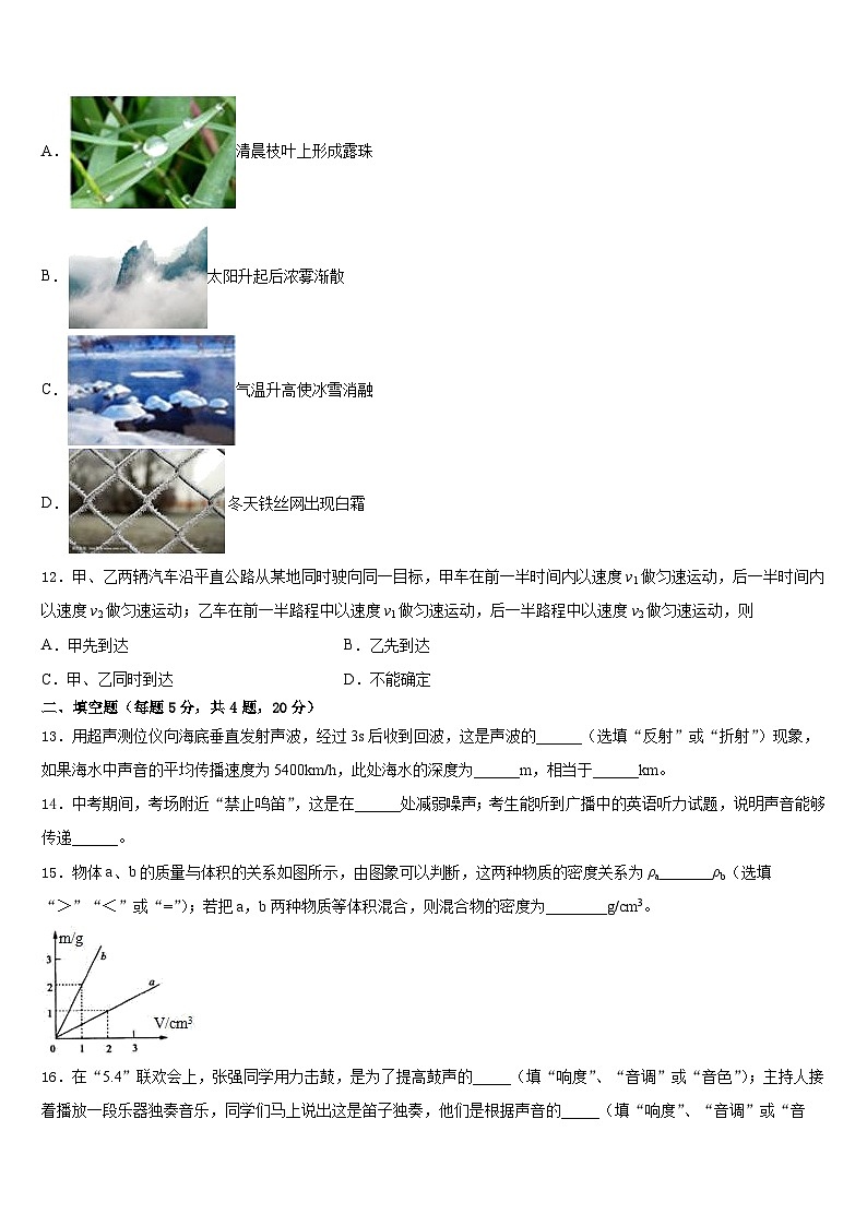 四川省成都市温江区第二区2023-2024学年物理八年级第一学期期末质量跟踪监视试题含答案03