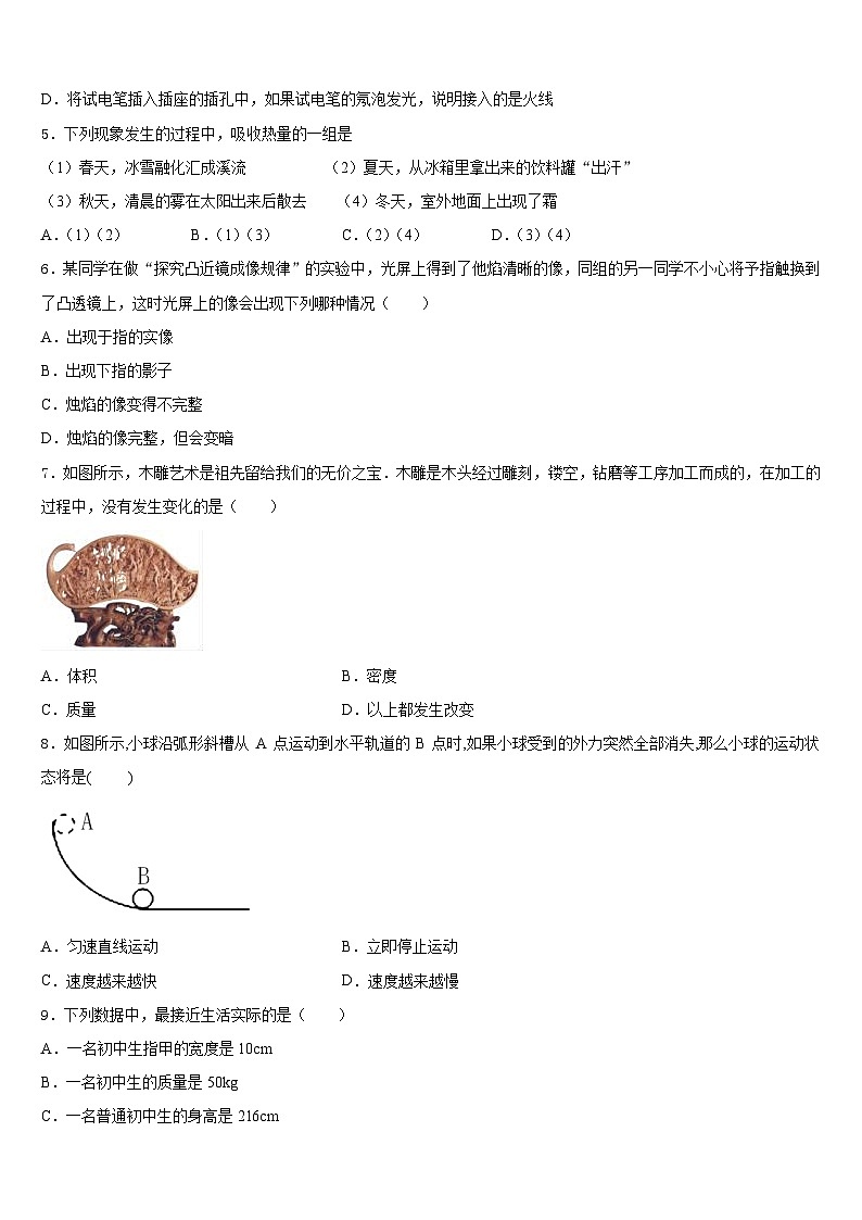 四川省德阳地区2023-2024学年八上物理期末复习检测试题含答案02