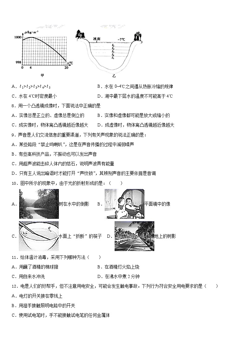 四川省德阳市旌阳区2023-2024学年物理八年级第一学期期末监测试题含答案第3页