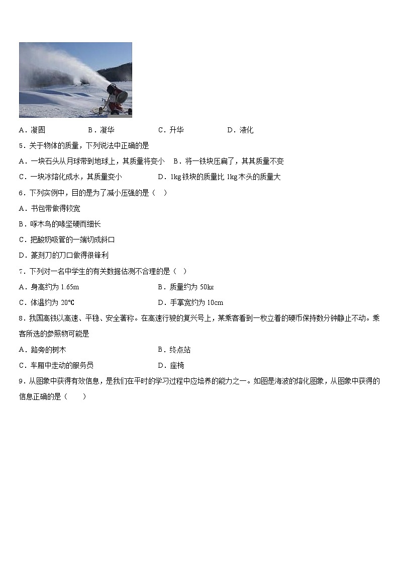 四川省南充市高坪区南充市高坪中学2023-2024学年八上物理期末质量检测模拟试题含答案第2页