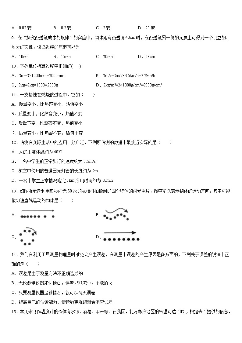 宁夏回族自治区中学卫市第五中学2023-2024学年物理八年级第一学期期末复习检测模拟试题含答案第3页