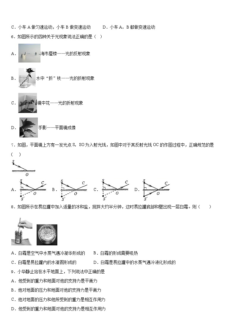 天津市滨海新区名校2023-2024学年八年级物理第一学期期末达标测试试题含答案02