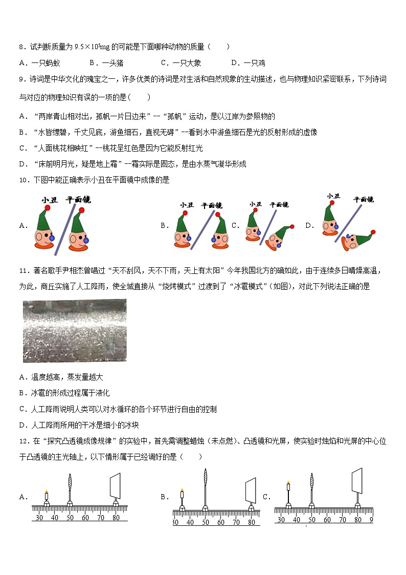 天津市宁河县名校2023-2024学年八上物理期末经典试题含答案03