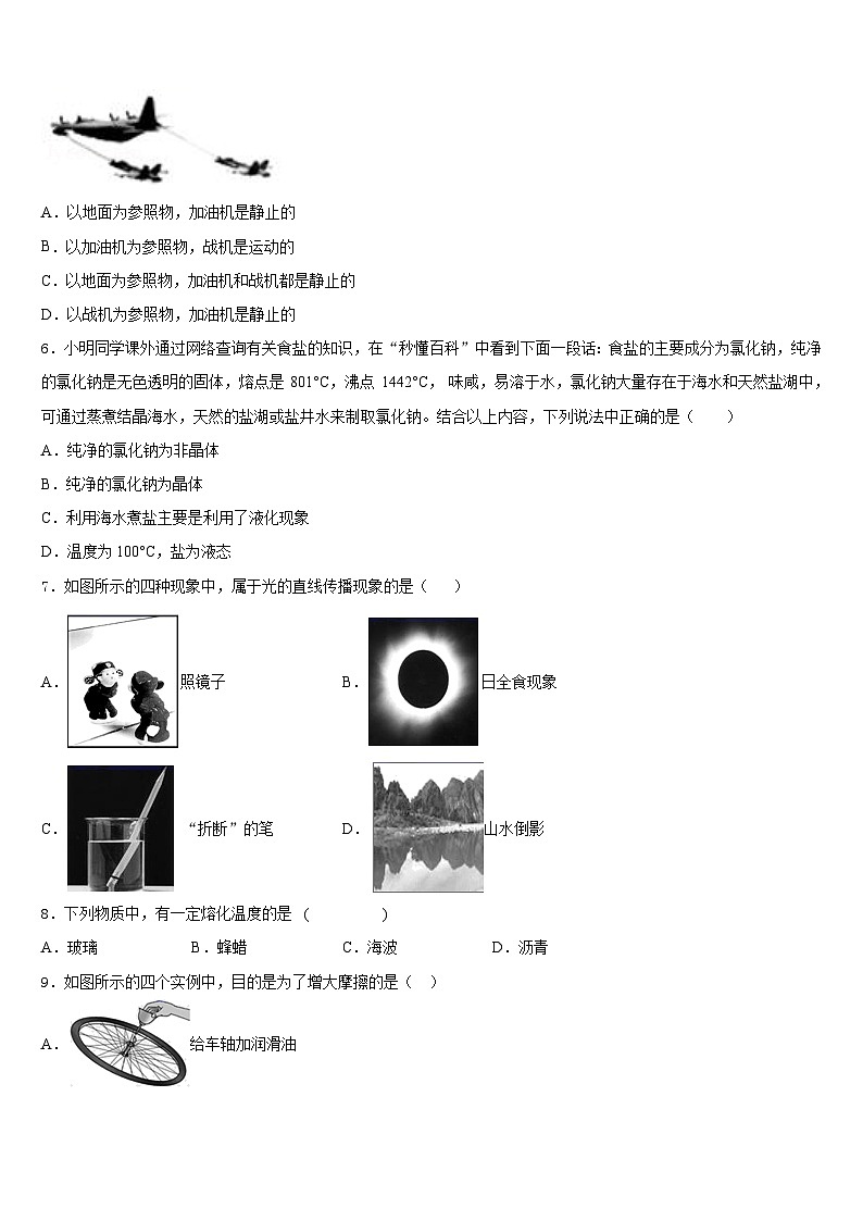 天津市宁河区北淮淀镇中学2023-2024学年八上物理期末考试试题含答案02