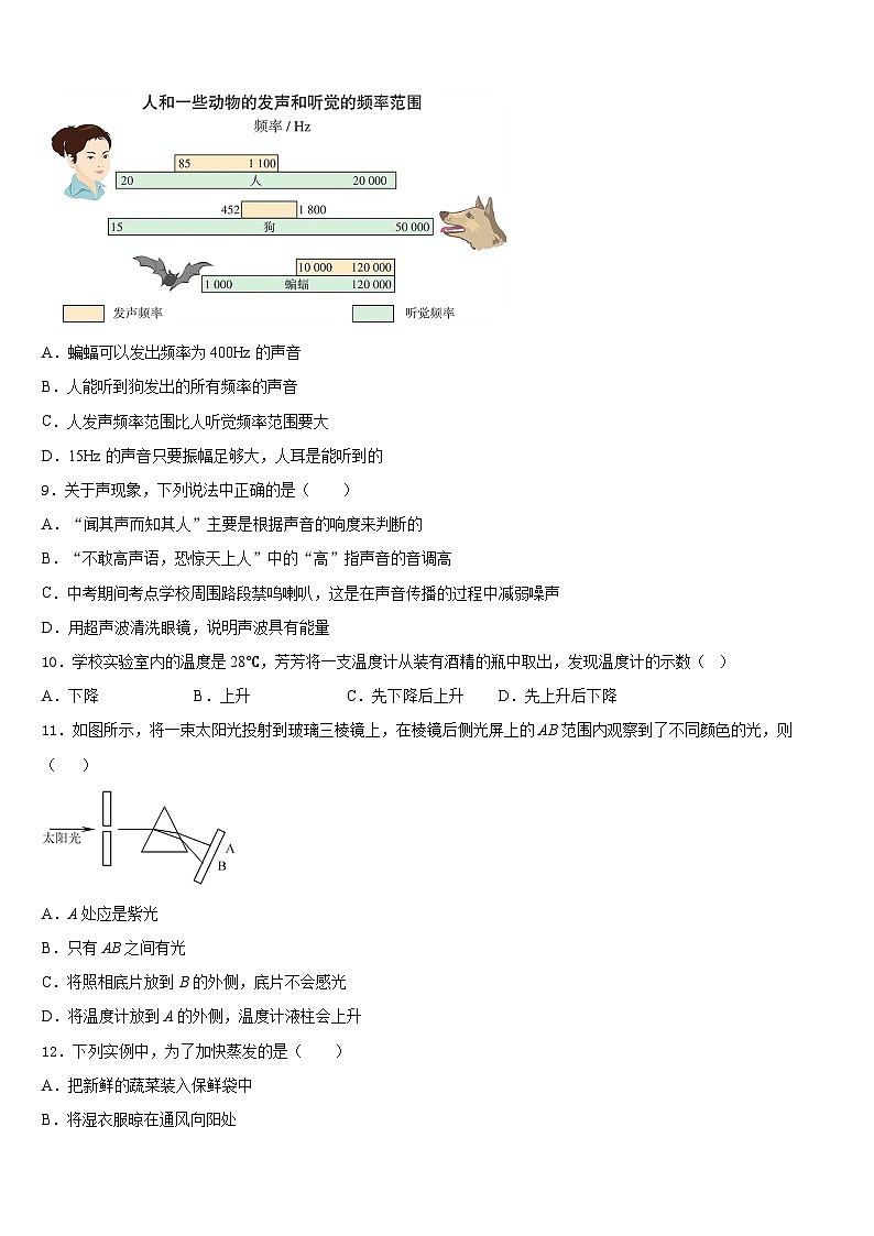 天津市武清区名校2023-2024学年八年级物理第一学期期末考试模拟试题含答案03