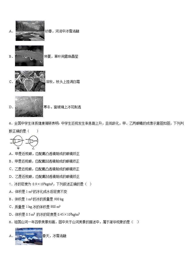 天津市大港区第六中学2023-2024学年八上物理期末达标测试试题含答案第2页