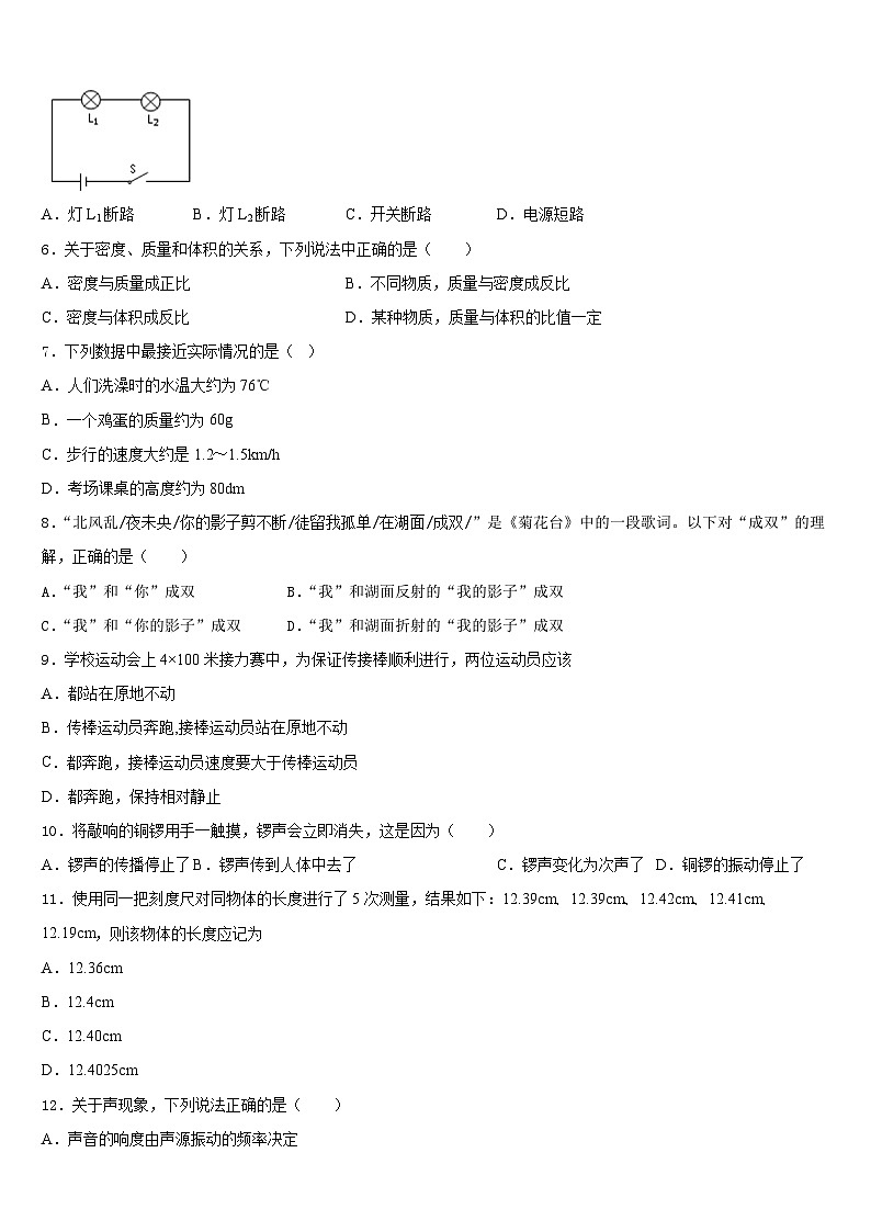 天津市汉沽区名校2023-2024学年八年级物理第一学期期末质量跟踪监视模拟试题含答案第2页