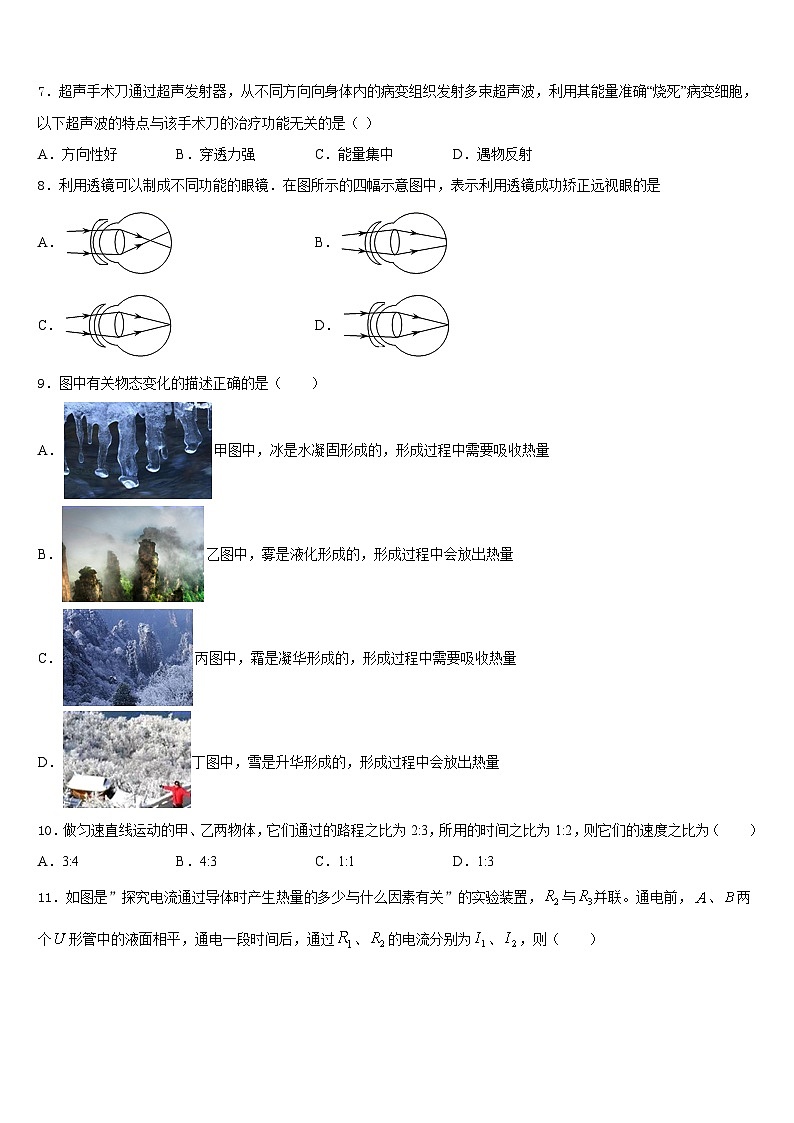 安徽省合肥市第四十二中学2023-2024学年八上物理期末检测试题含答案第3页