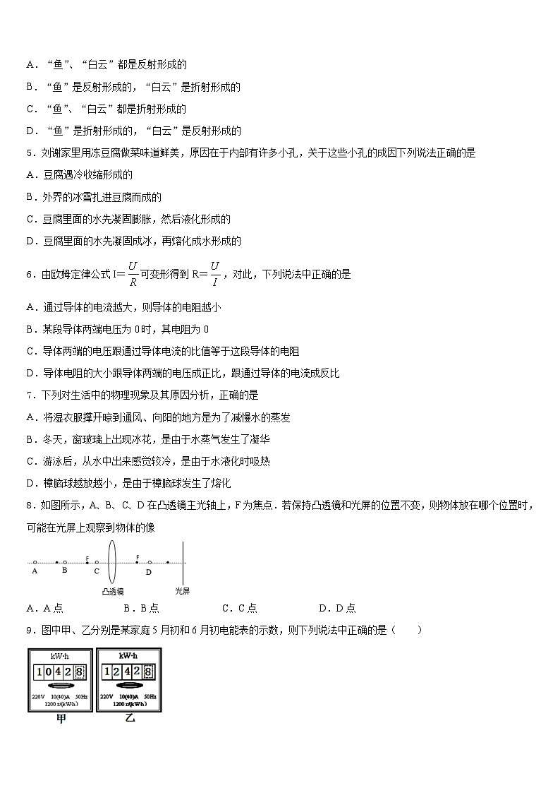 安徽省合肥市第四十六中学2023-2024学年物理八上期末统考试题含答案第2页