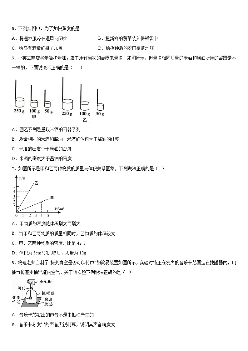 安徽省宁国市宁阳学校2023-2024学年物理八上期末综合测试模拟试题含答案第2页
