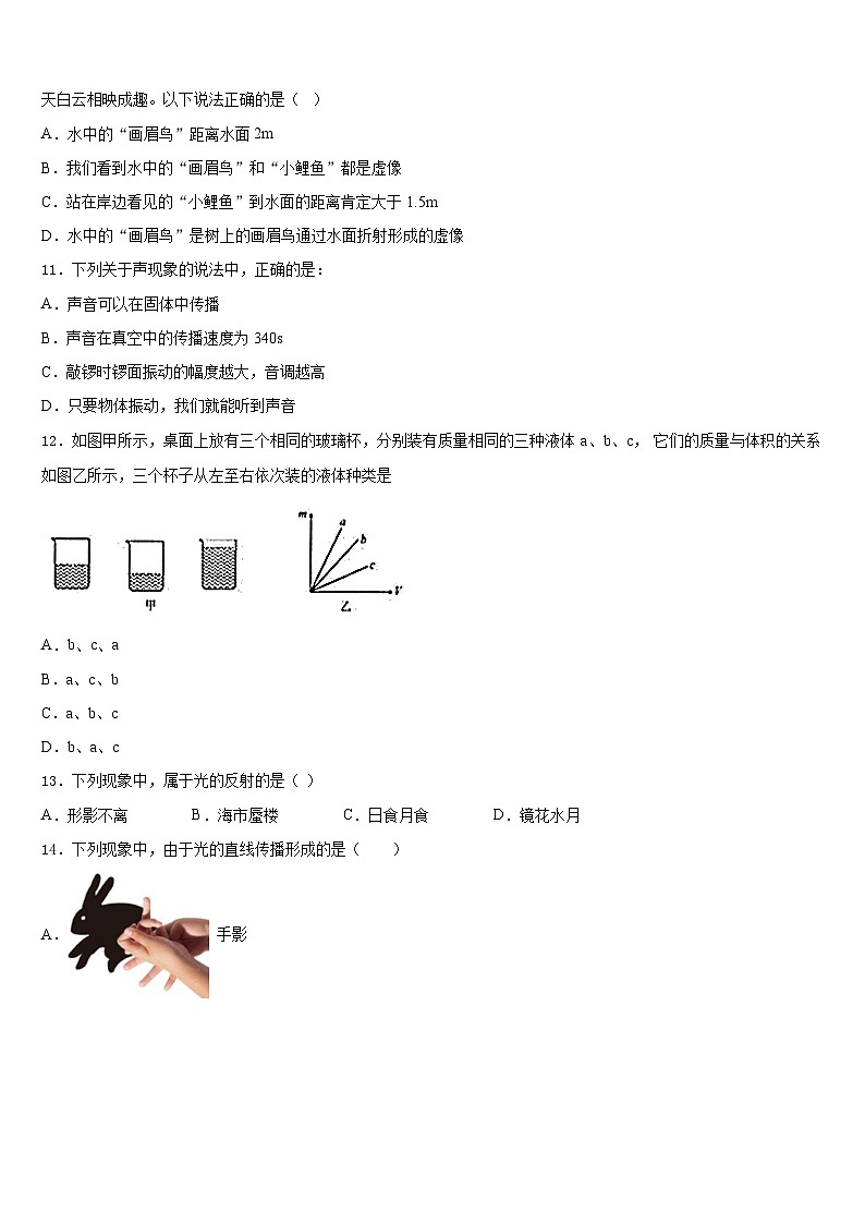 安徽省六安市天堂寨镇暖流中学2023-2024学年物理八上期末达标检测试题含答案第3页