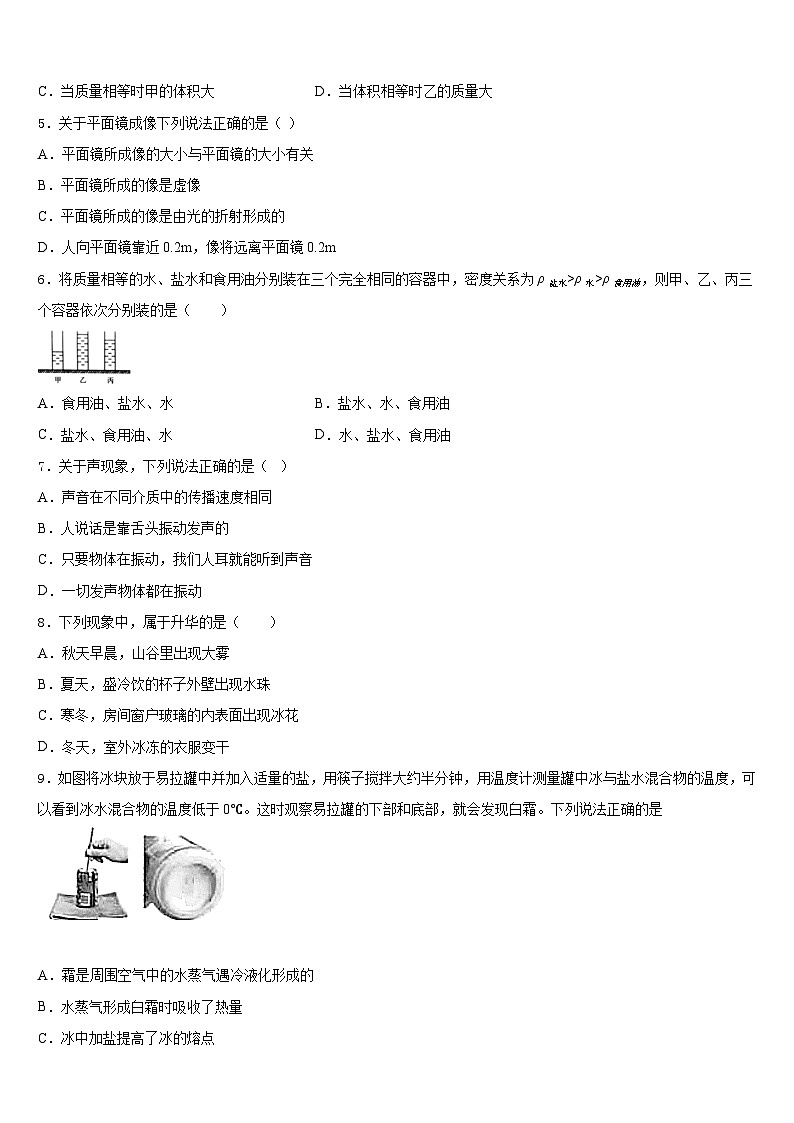 安徽省合肥市四十五中学芙蓉分校2023-2024学年八年级物理第一学期期末教学质量检测试题含答案第2页