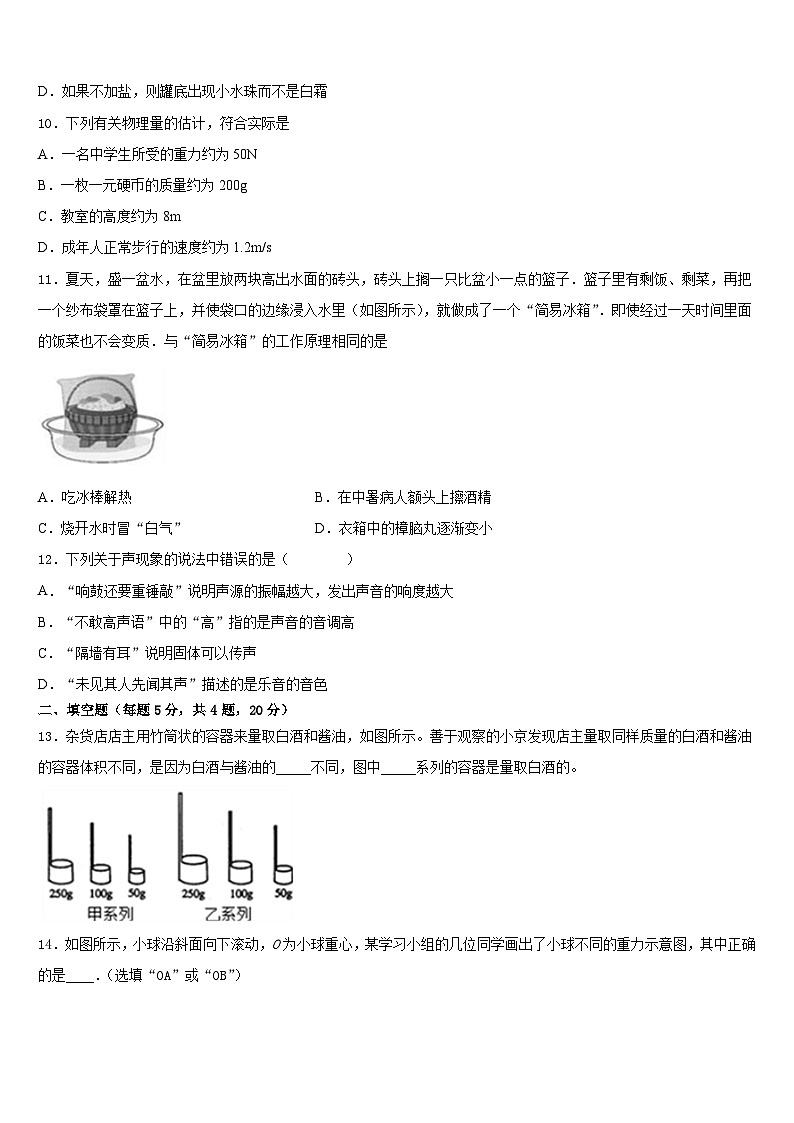 安徽省合肥市四十五中学芙蓉分校2023-2024学年八年级物理第一学期期末教学质量检测试题含答案第3页