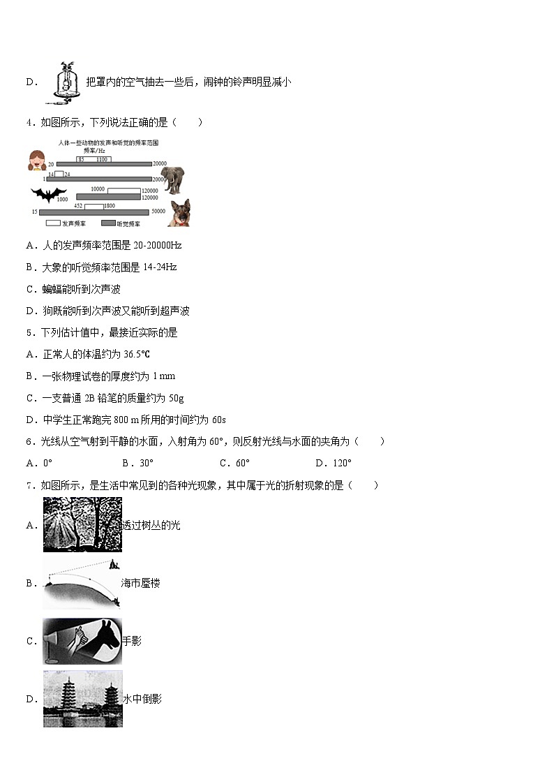 宁夏石嘴山市第十五中学2023-2024学年物理八年级第一学期期末统考模拟试题含答案第2页