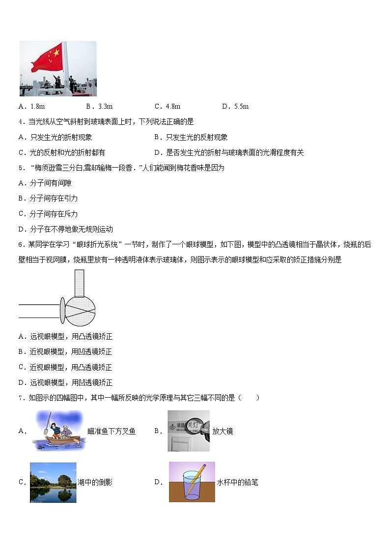 安徽省临泉县2023-2024学年物理八年级第一学期期末复习检测试题含答案第2页