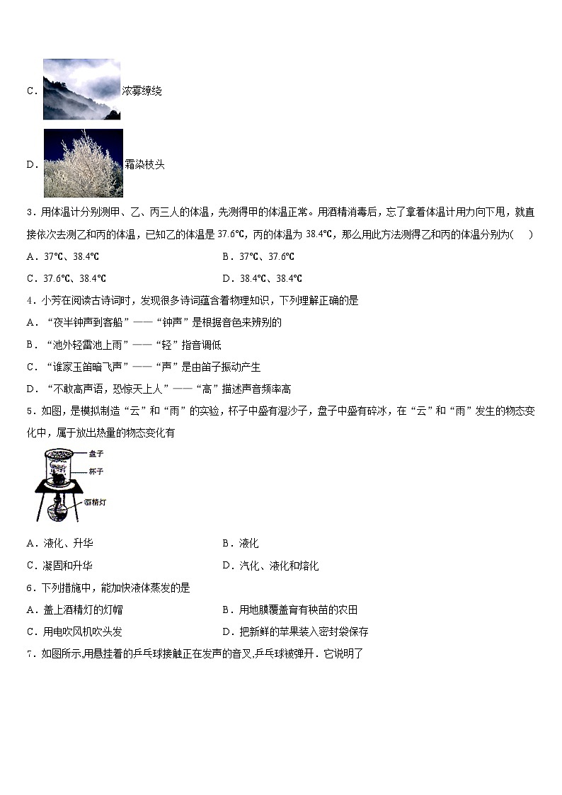 安徽省来安县2023-2024学年八上物理期末质量跟踪监视试题含答案02