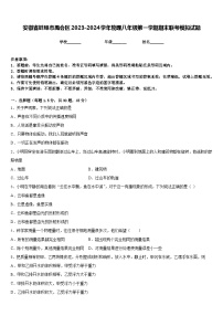 安徽省蚌埠市禹会区2023-2024学年物理八年级第一学期期末联考模拟试题含答案