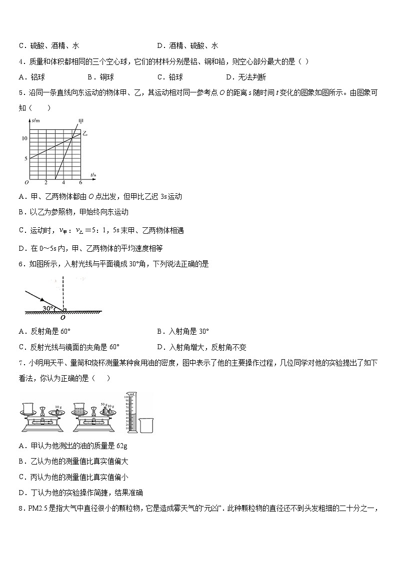 宜春市重点中学2023-2024学年八年级物理第一学期期末学业质量监测模拟试题含答案第2页