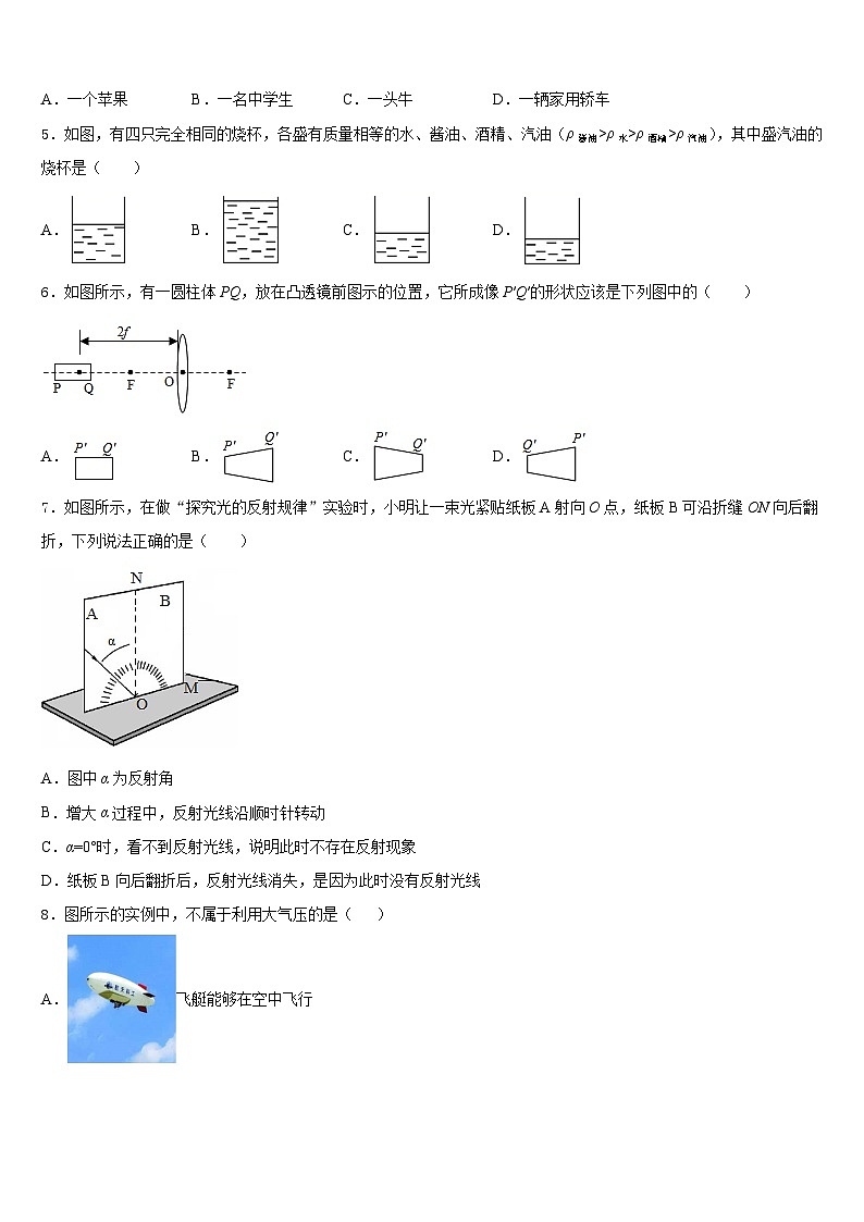 山东省东营邹平县联考2023-2024学年物理八年级第一学期期末联考试题含答案02