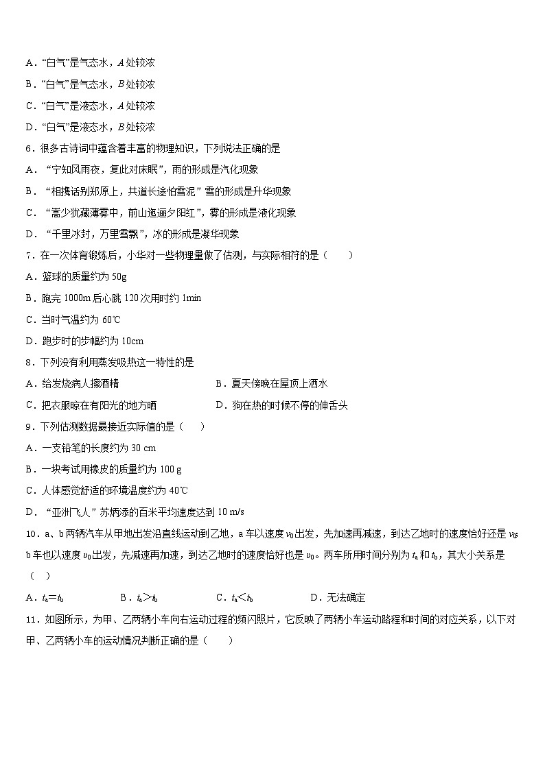 山东省临沂2023-2024学年物理八年级第一学期期末达标测试试题含答案第3页