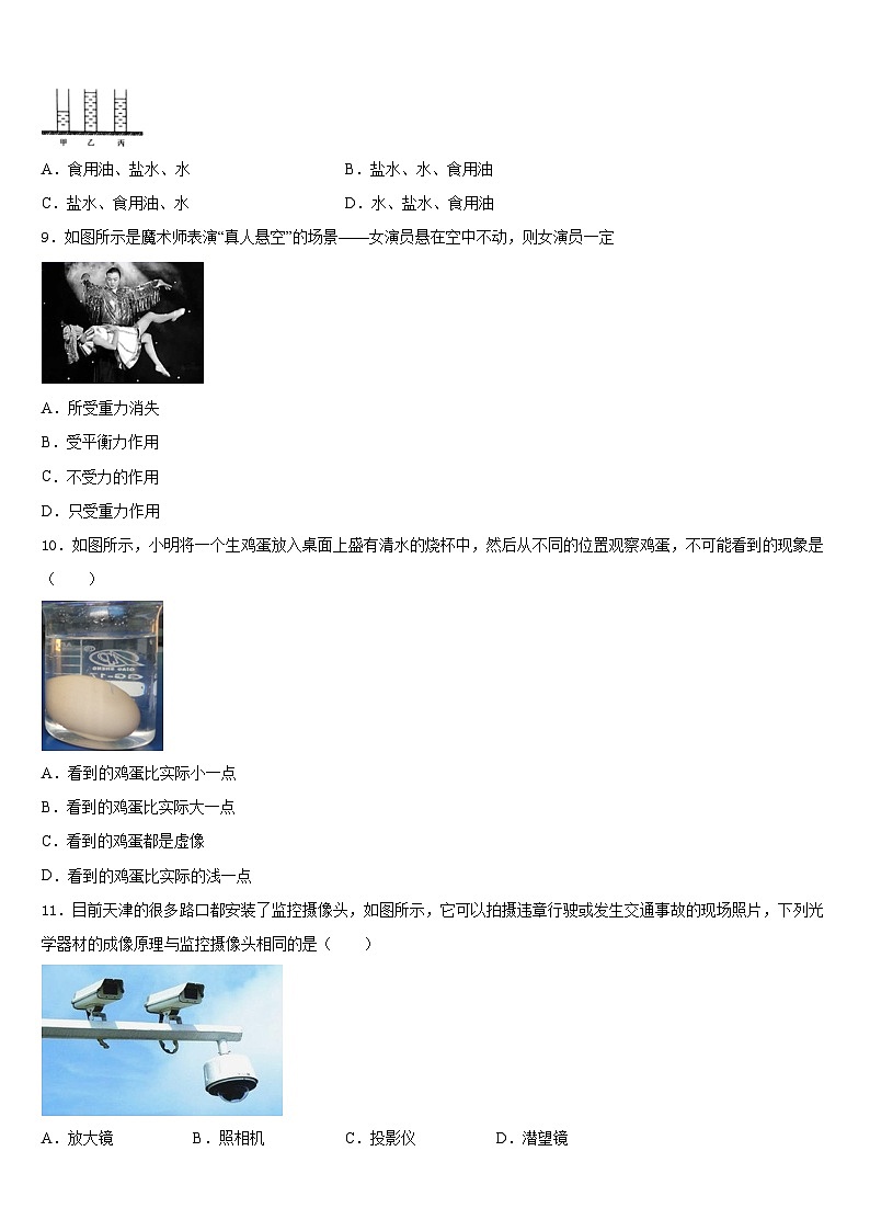 山东省冠县2023-2024学年八上物理期末质量跟踪监视试题含答案03