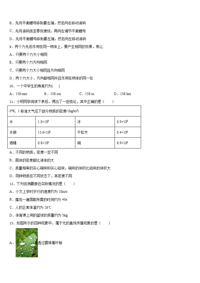 山东省威海市荣成第十四中学2023-2024学年物理八年级第一学期期末考试试题含答案第3页