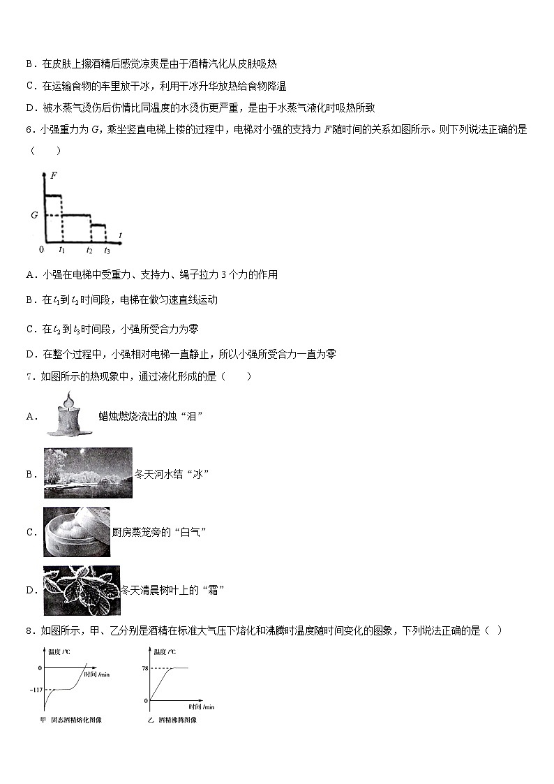 山东省济宁嘉祥县联考2023-2024学年物理八上期末学业质量监测模拟试题含答案第2页