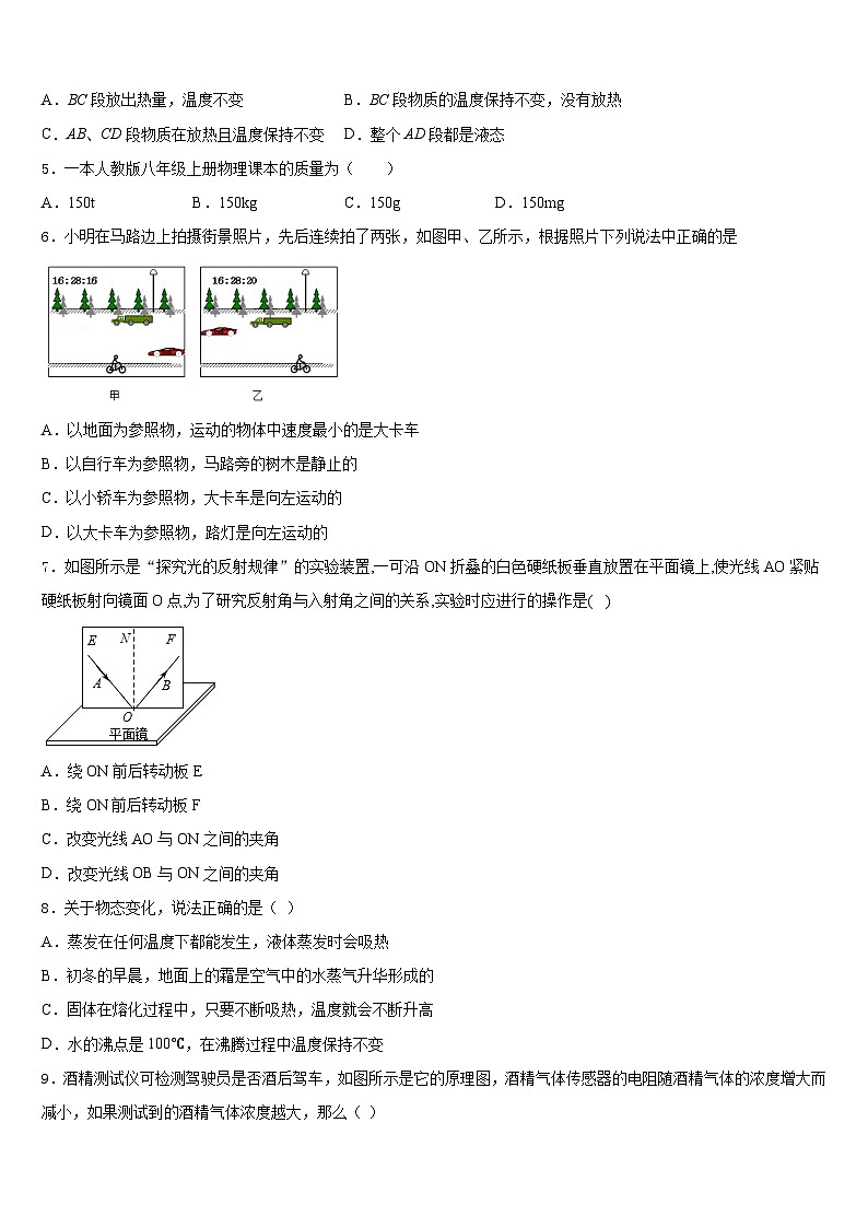 山东省枣庄市峄城区第二十八中学2023-2024学年八上物理期末质量跟踪监视模拟试题含答案02