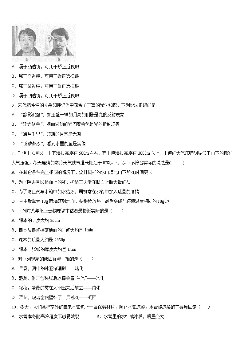 山东省泰安市东平县2023-2024学年八上物理期末预测试题含答案02
