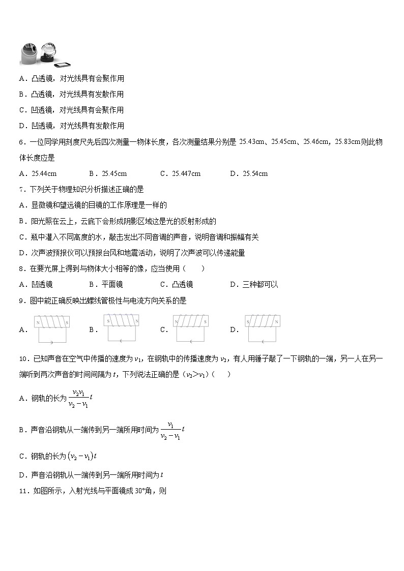 山东省枣庄市薛城区2023-2024学年物理八上期末复习检测试题含答案第2页