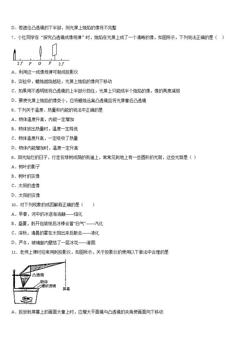 山东省烟台市招远市金岭镇邵家初级中学2023-2024学年物理八上期末复习检测模拟试题含答案03
