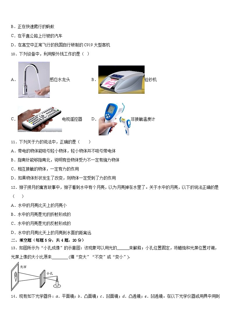 山东菏泽定陶区2023-2024学年物理八上期末调研试题含答案第3页