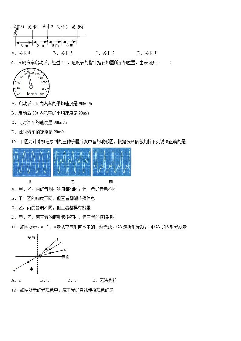 山东省青岛李沧区四校联考2023-2024学年物理八年级第一学期期末检测模拟试题含答案第3页