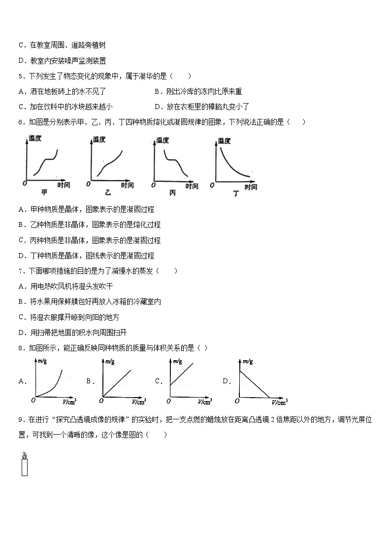 山东省青岛市平度实验2023-2024学年八年级物理第一学期期末监测模拟试题含答案02