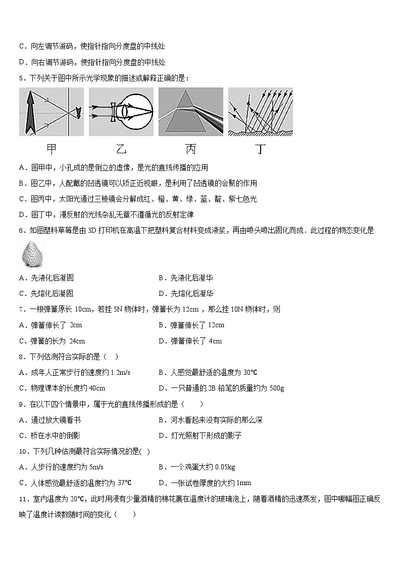 山东省青岛市青岛大附属中学2023-2024学年物理八年级第一学期期末经典试题含答案02