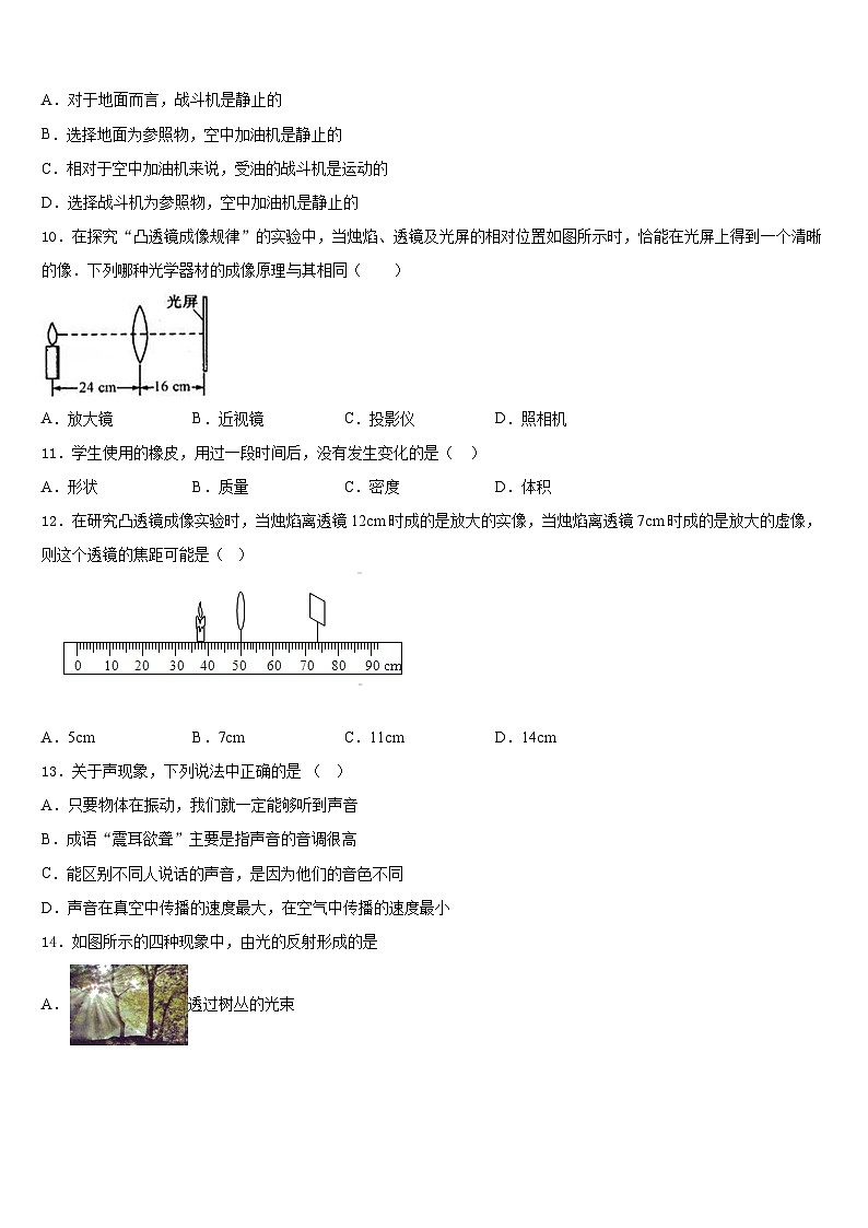 山东省郓城第一初级中学2023-2024学年物理八上期末学业质量监测试题含答案第3页