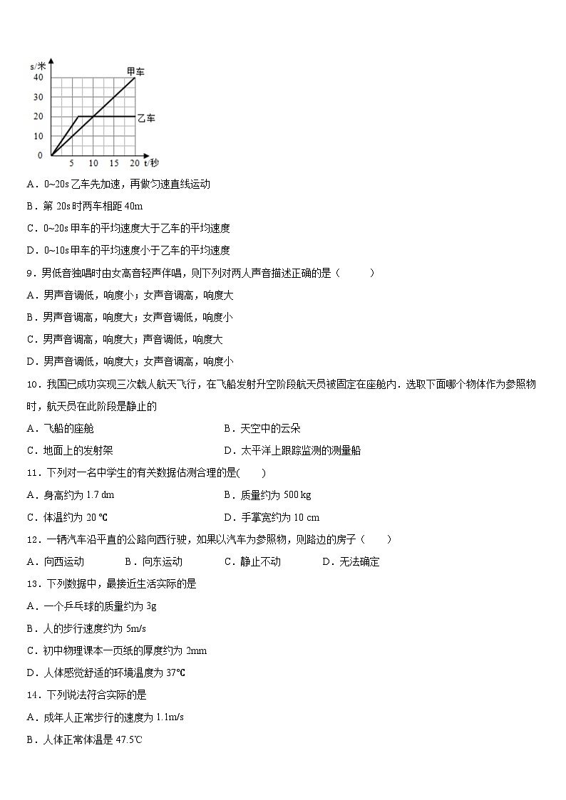 福建省厦门外国语海沧附属学校2023-2024学年八年级物理第一学期期末监测模拟试题含答案03