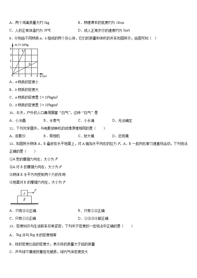 广东省东莞中学2023-2024学年八上物理期末经典模拟试题含答案第3页