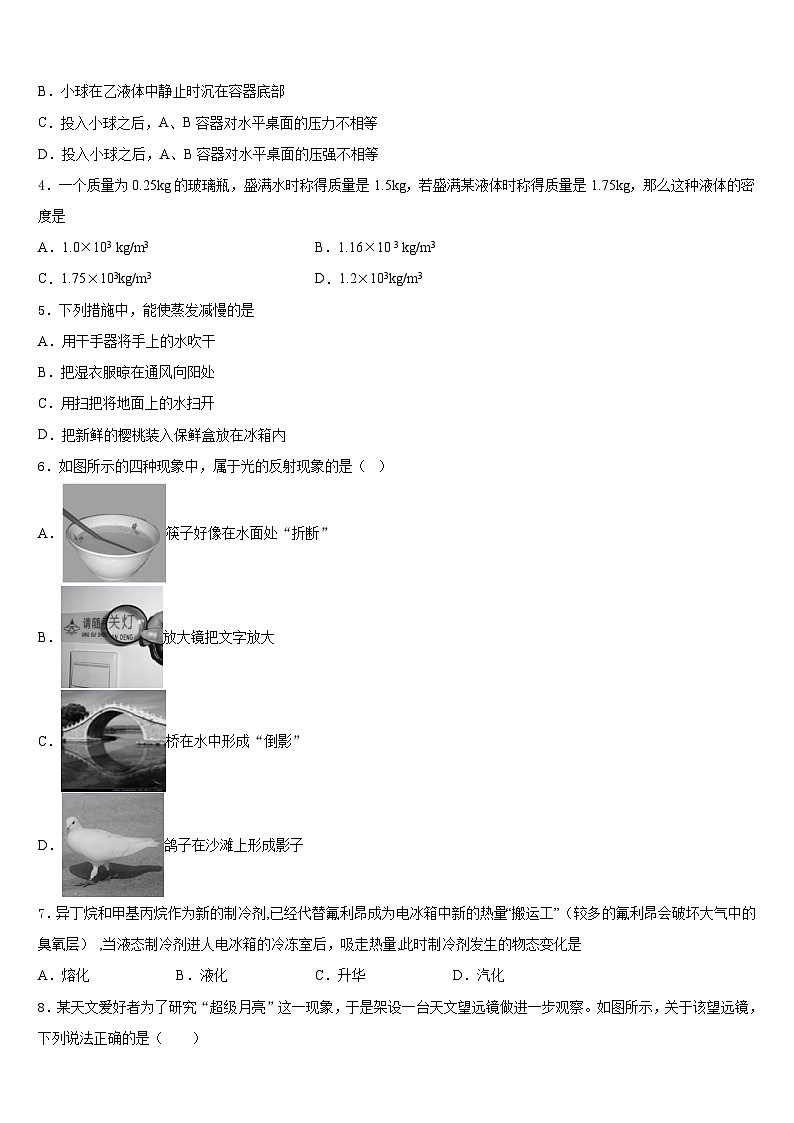 山西省运城市名校2023-2024学年物理八年级第一学期期末统考模拟试题含答案02
