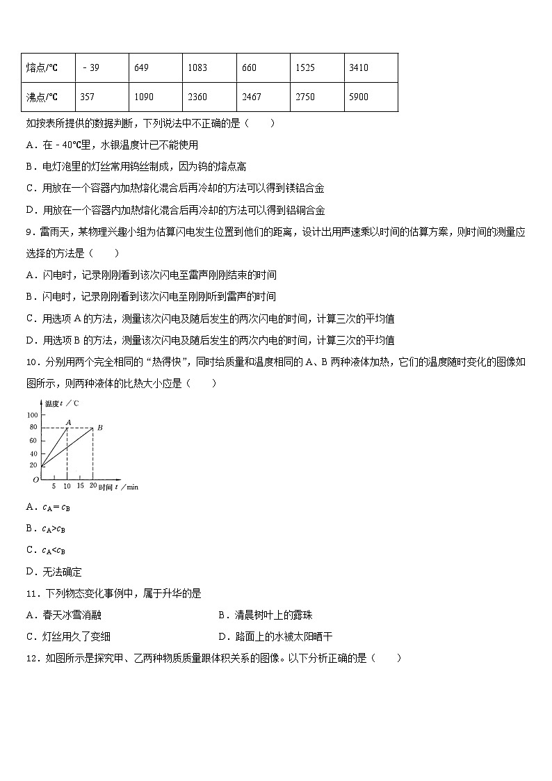 广东省东莞市虎门捷胜学校2023-2024学年物理八年级第一学期期末教学质量检测模拟试题含答案第3页