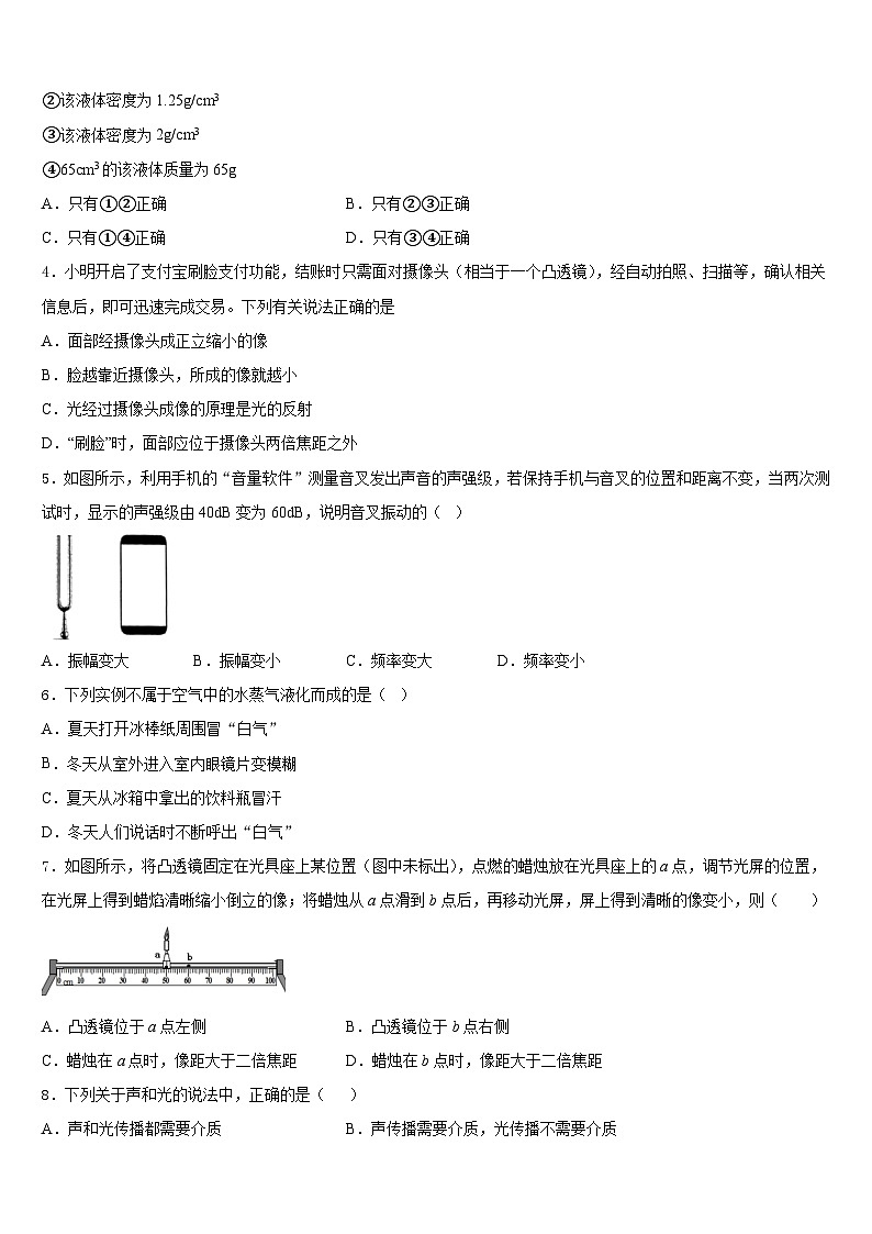 广东省惠州市惠阳区2023-2024学年物理八年级第一学期期末达标检测模拟试题含答案第2页