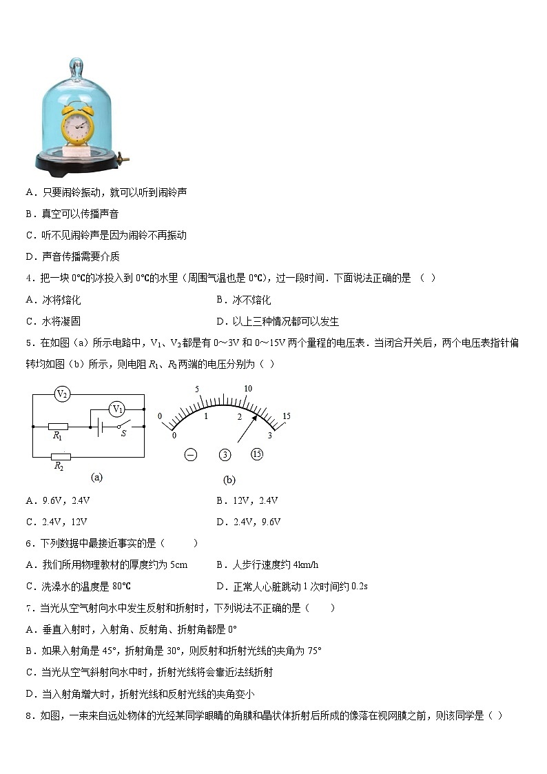 广东省中学山市十二校联考2023-2024学年物理八年级第一学期期末监测试题含答案第2页