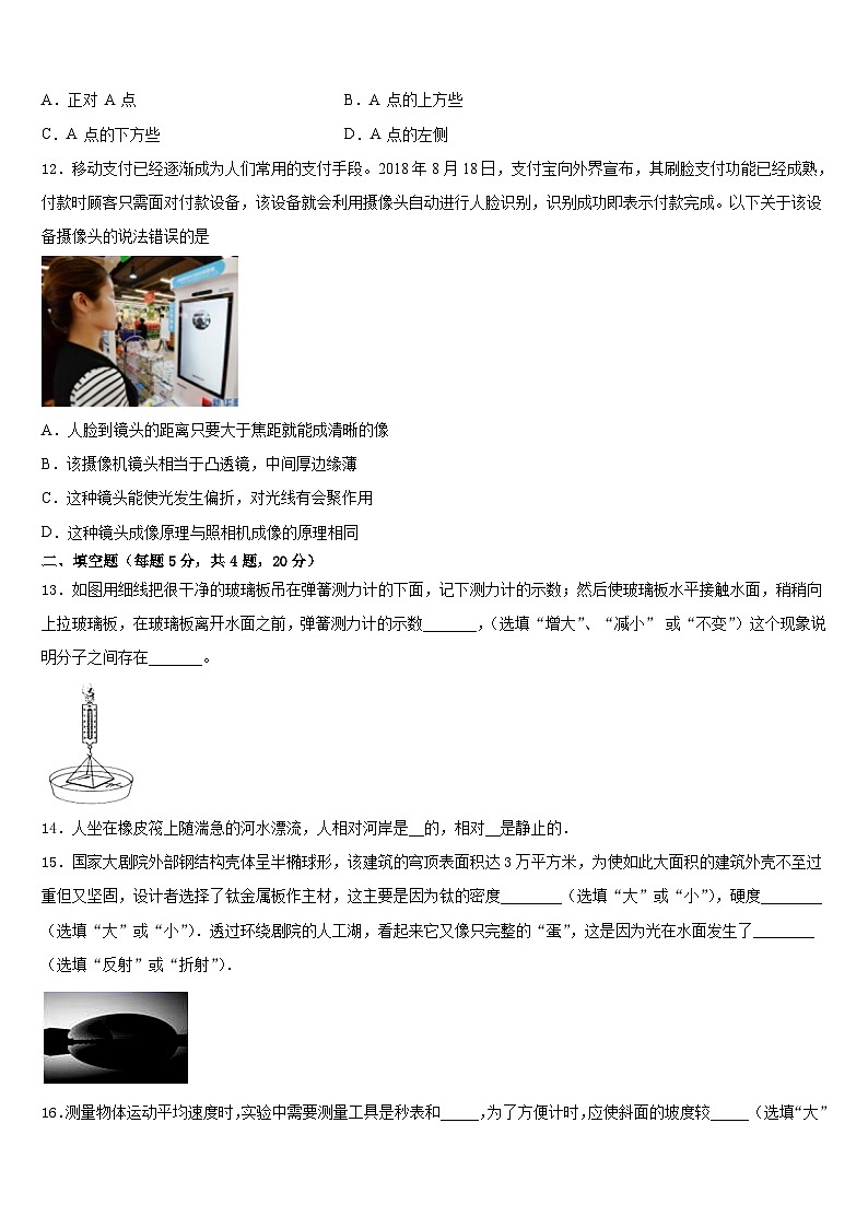 广东省惠阳市马安中学2023-2024学年八年级物理第一学期期末预测试题含答案第3页