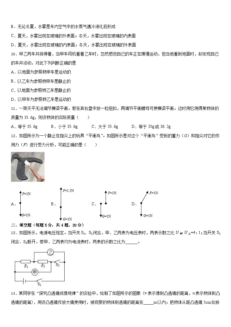 广东省深圳市大鹏新区2023-2024学年八年级物理第一学期期末监测试题含答案第3页